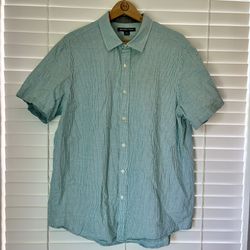 Michael Kors Casual Shirt Mens Size XL Green Plaid Short Sleeve Collared