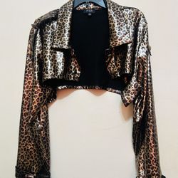 Leopard Print Cropped Jacket
