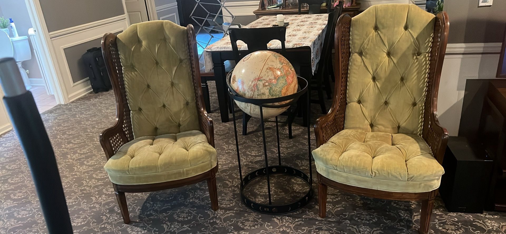 Antique Citrine Velvet Chairs