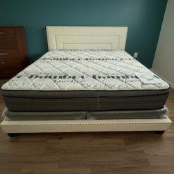 King Size Bed Frame With MATTRESS New Bedroom Furniture Bed SET White King Bed With Mattress And Boxspring Set Free Delivery 