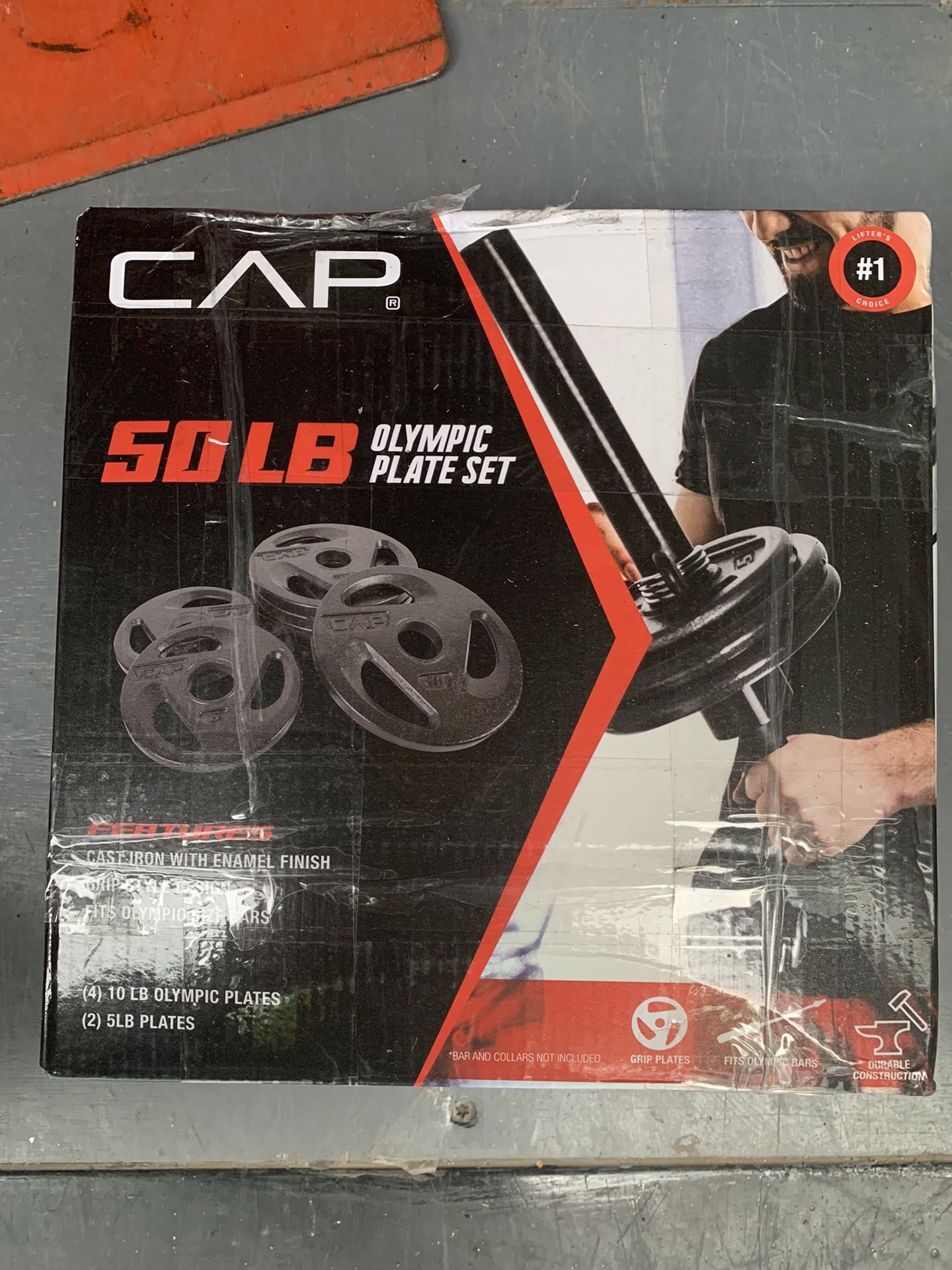 CAP 50 LB Olympic Weight Plate Set 4x 10 LB Plates & 2x 5 LB Plates - Cast Iron