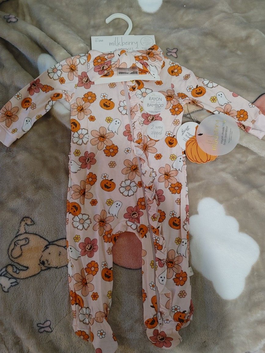 2-Set Halloween Onesie And Headband - New - Multiple Sizes