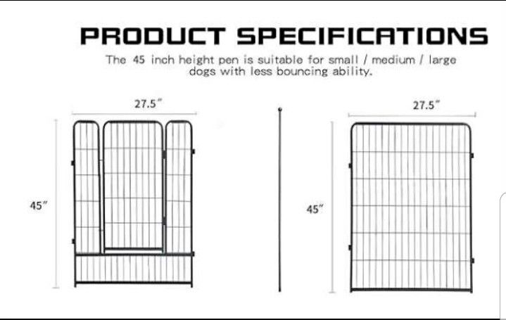 5 Inch Height in Heavy Duty, Folding Indoor Outdoor Anti-Rust Dog Exercise Fence, Portable Pet Playpen with Door for Large Medium Small Dogs and Pet (
