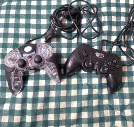 Lot of 2 PS2 Controllers - Pelican Afterglow & Mad Catz - Untested As-Is