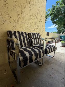 Modern Chrome Accent Chairs (Set of 2)