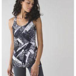 LULULEMON Black White Static Mist Cool Racerback Athletic Workout Tank Top