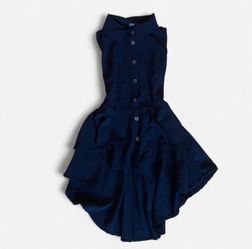 Black button up dress with collar and ruffled hem, size L #goth #whimsygoth In great condition