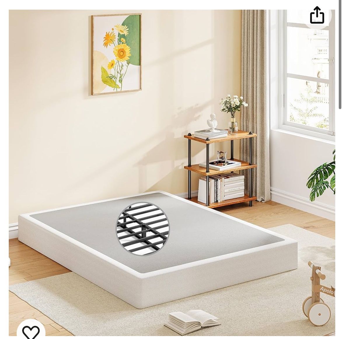EZBeds Box Spring Full 9 Inch Metal Full Size Box Spring Mattress Foundation Full Size Box Spring with Fabric Cover Easy Assembly Noise Free Non