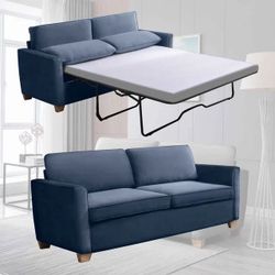 Queen 2-in-1 Pull Out Sofa Bed, Velvet Loveseat Sleeper Sofa Bed with Folding Mattress, Pull Out Couch Bed, Queen Size Sleeper Sofa