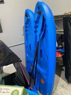 Youth Kayaks with paddles lifetime blue outdoor water sport recreation