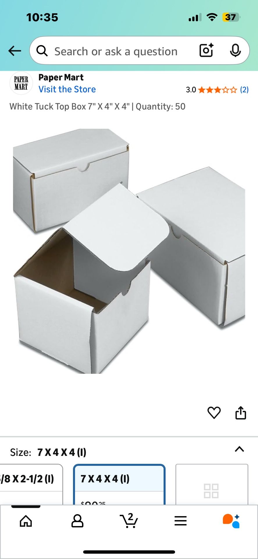 7x4x4 White Tuck Boxes