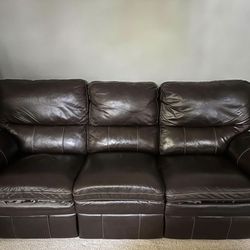 Three Seat Leather Reclining Couch