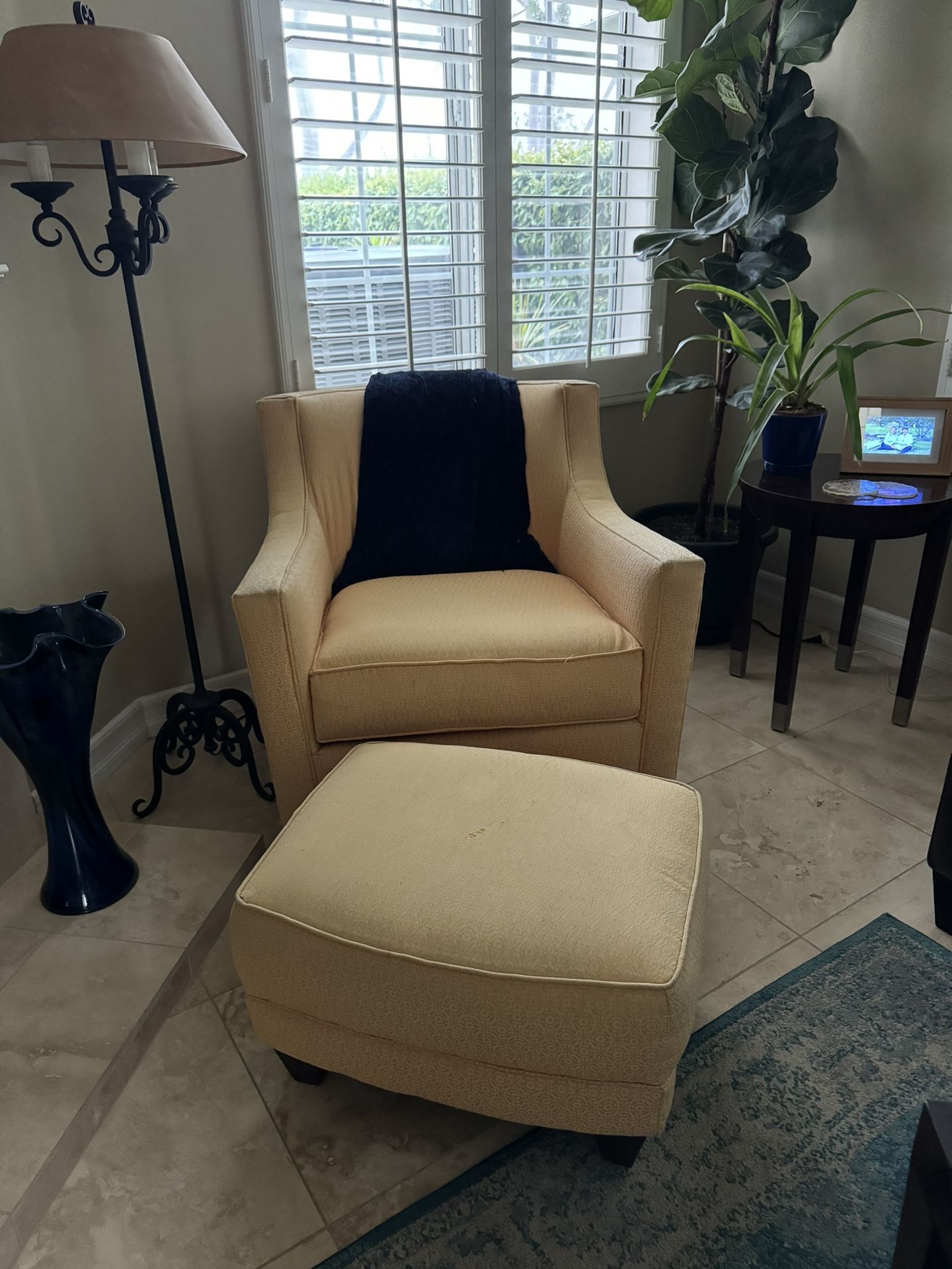 Chair And Ottoman - Yellow