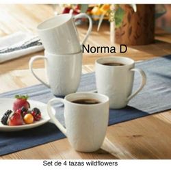 Set De 4 Tazas Wildflowers Nuevas En Su Caja 🌺 Princesss House 🌺