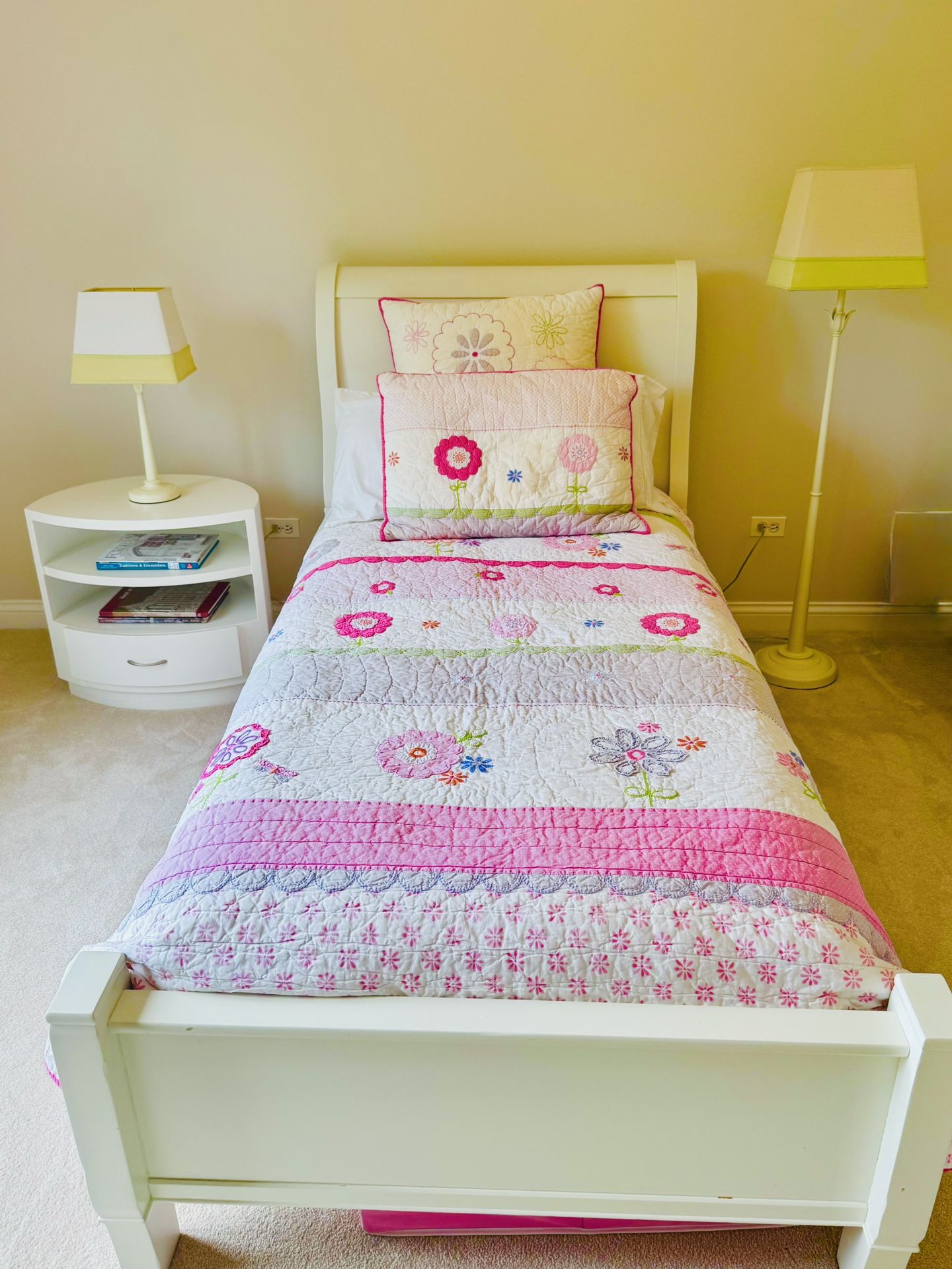 Pottery Barn White Larkin Sleigh Twin Bed Frame