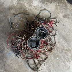 Car Audio Cables And Couple Speakers 