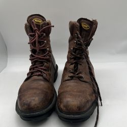 Wolverine DuraShocks Slip Resistant Work Boots, Brown Leather, Men's 12 D