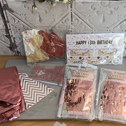 Birthday Party Supplies fabulous  Topper Rose Gold Banner Rose Gold Confetti Balloons for her crown Twenty Fifth Bday Curtain Photo Booth Backd