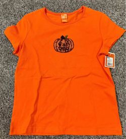 NEW Girls Halloween Sequined Jack-O-Lantern T-Shirt Size Large (10-12).
