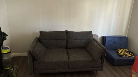 Dark Gray Fabric Loveseat Sofa