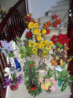 All 15 artificial plants, flowers