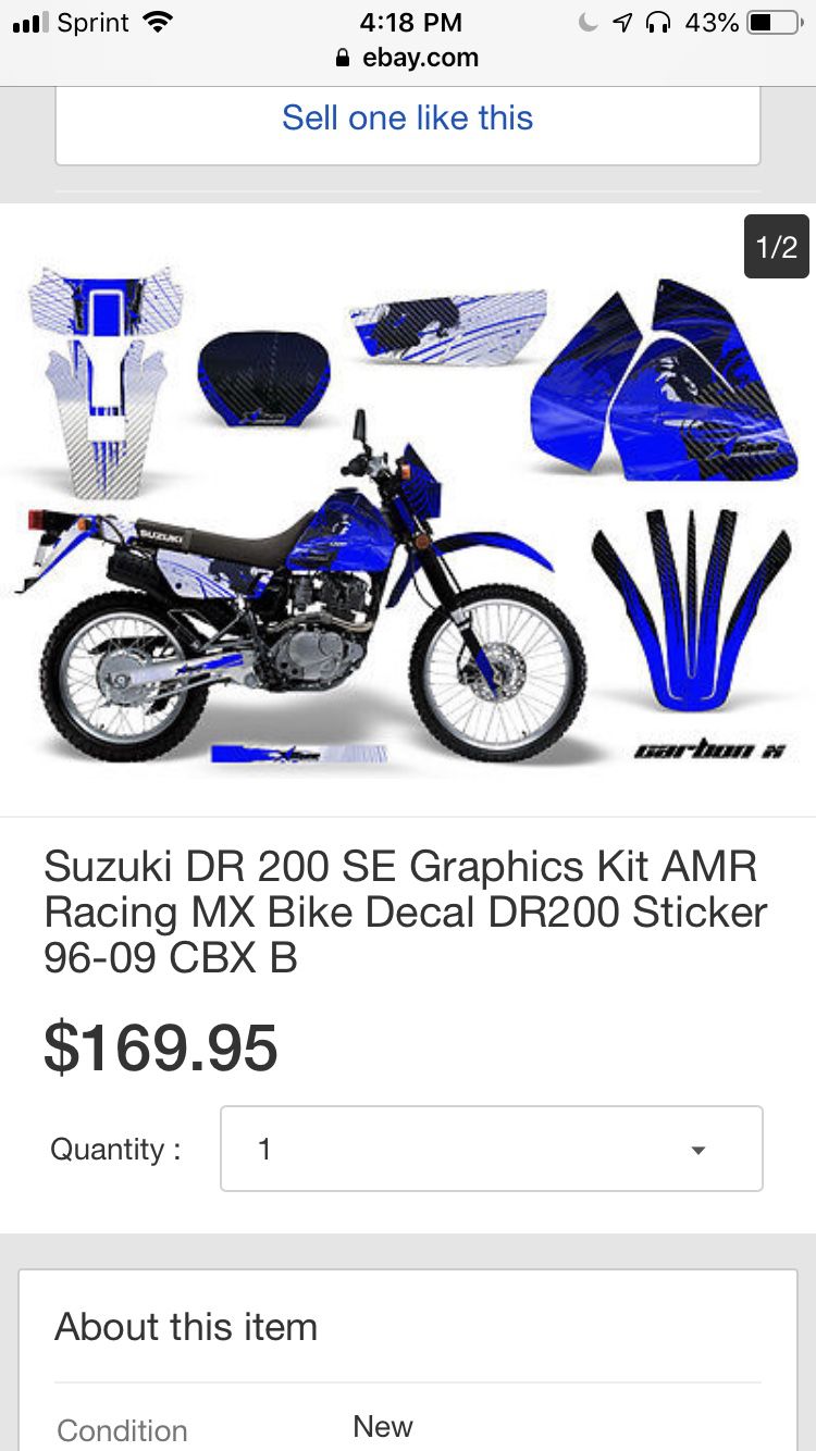 Photo Brand new $170 decals for Suzuki dr200
