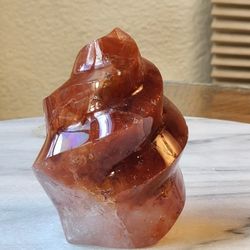 0.6 Lb (269g) Druzy Red Fire Quart Flame Quartz Crystal 