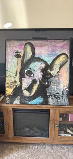 Dog Painting- Graffiti style- mixed media on canvas - 30” x 30”