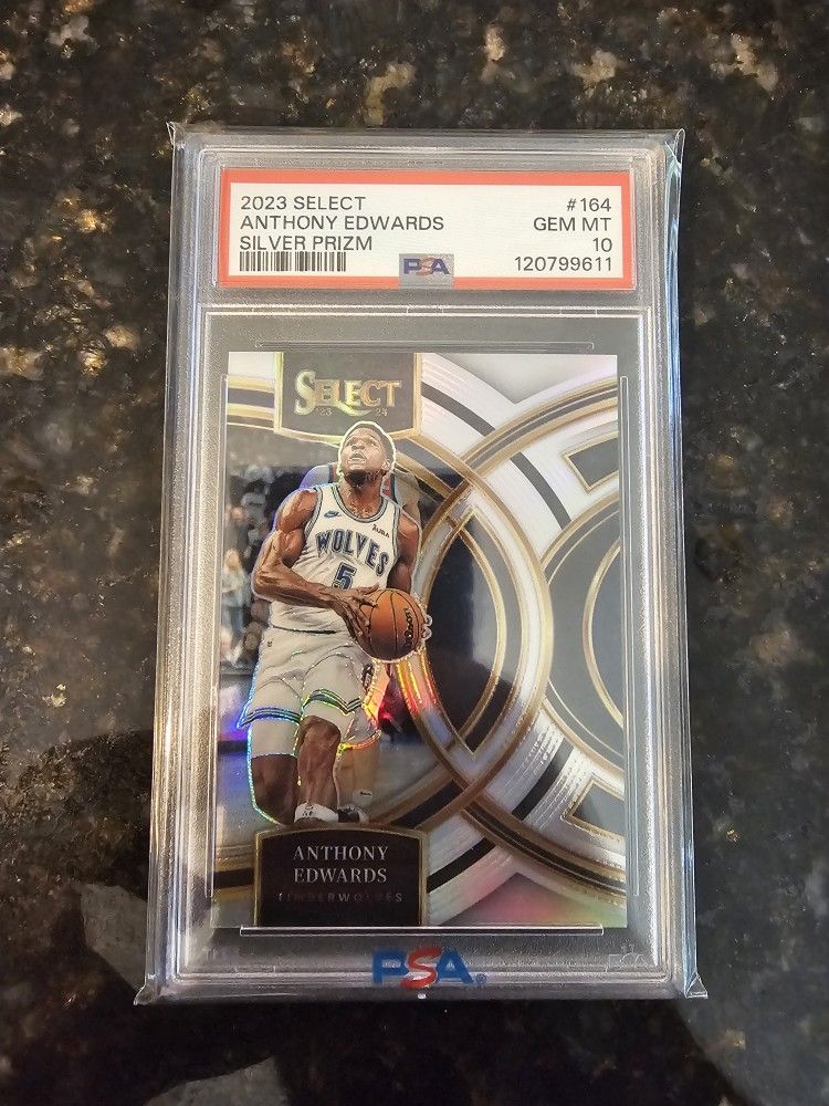 2023-24 Panini Select Anthony Edwards #164 Premier Level Silver Prizm PSA 10