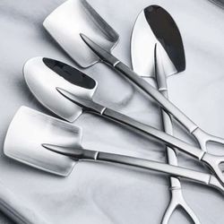 4pcs Dessert Couple Spoon, Shovel Spoon, Creative Cute Little Spoon, Stainless S