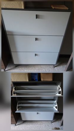 Modern 3 Drawer Flip Shoe Cabinet Gray and Black