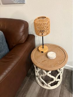 End table and boho style lamp