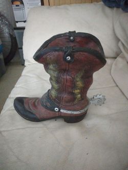 Decorative Cowboy Boot Figurine with Spur