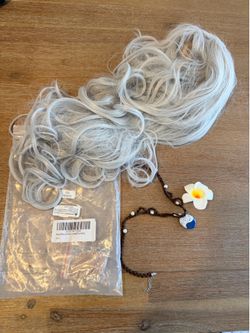 Gray/white Synthetic Wavy Wig - for costume