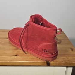 UGG Neumel Samba Red Suede Sheepskin Chukka Ankle Boots Shoes Size US 12 Men
