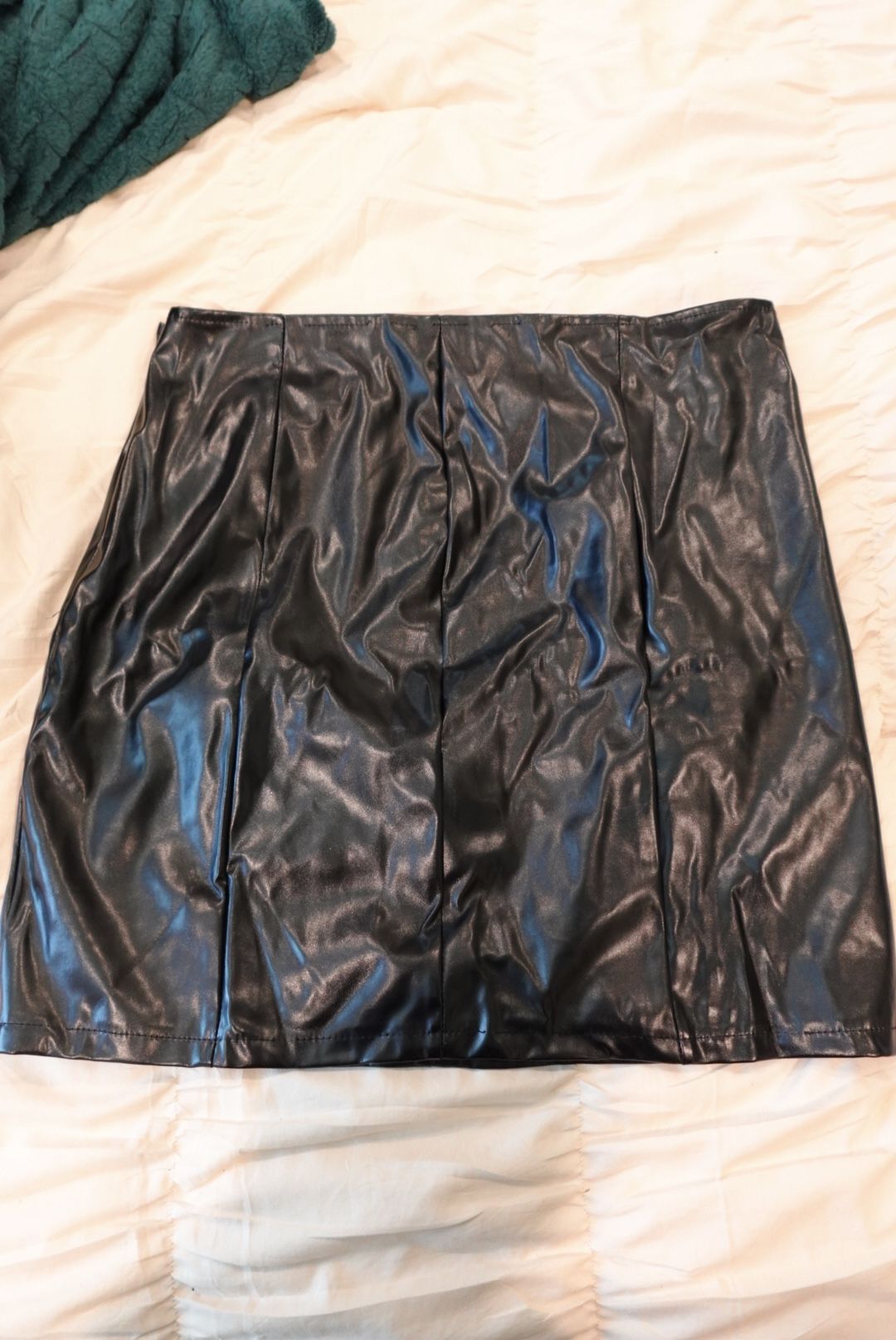 Black leather pencil skirt