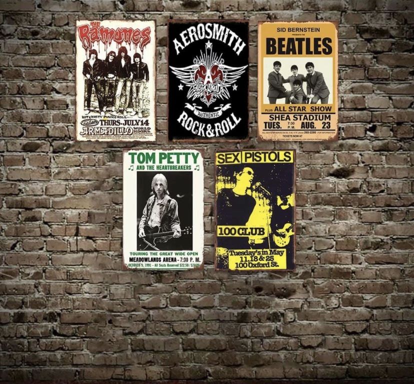 5 Pack 12x8” Metal Signs for Garage Man Cave Tin Signs Classic Rock Decor for Pub Bar Vintage Wall