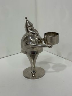 Art Deco Silver Santa Candleholder, Pottery Barn