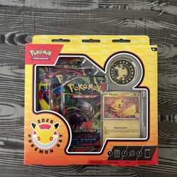 Pokemon Day 2026 Collection Box Pikachu 30th Promo Card Coin + 3 Booster Packs