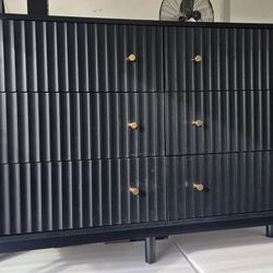 Fluted 6 Drawers Dresser For Bedroom, 54" Wide Wood Dresser, Chest Of Drawers