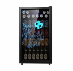 Upstreman 3.2 Cu.Ft Beverage Refrigerator Cooler, 126 Can Mini Fridge with Glass Door for Drink Beer Wine Soda, Digital Temperature Control Drink Frid