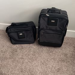 2 piece black travel luggage shoulder bag