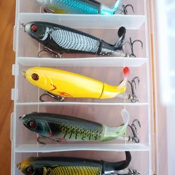 Whopper Plopper Topwater Fishing Lures - Fishing Tackle  - Pack of 5