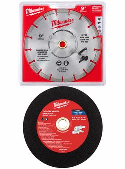 Milwaukee 9" Diamond Blade & Cut-Off Wheel Set