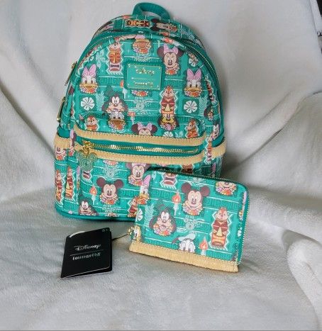 Loungefly Disney Tiki backpack and wallet