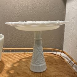 Vintage Milk Glass Cake Stand