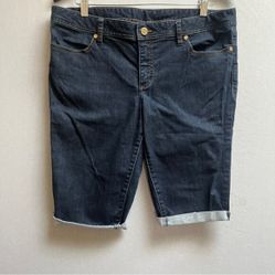 Tory Burch Bermuda Denim Cuffed Shorts Sz 32