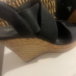 Womens Black Wedge Sandals 9