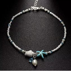Beaded starfish seashell anklet