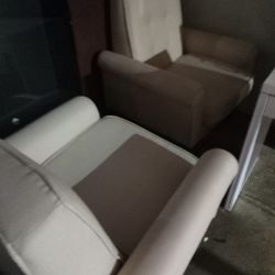Three White Beautiful Comfortable Chairs